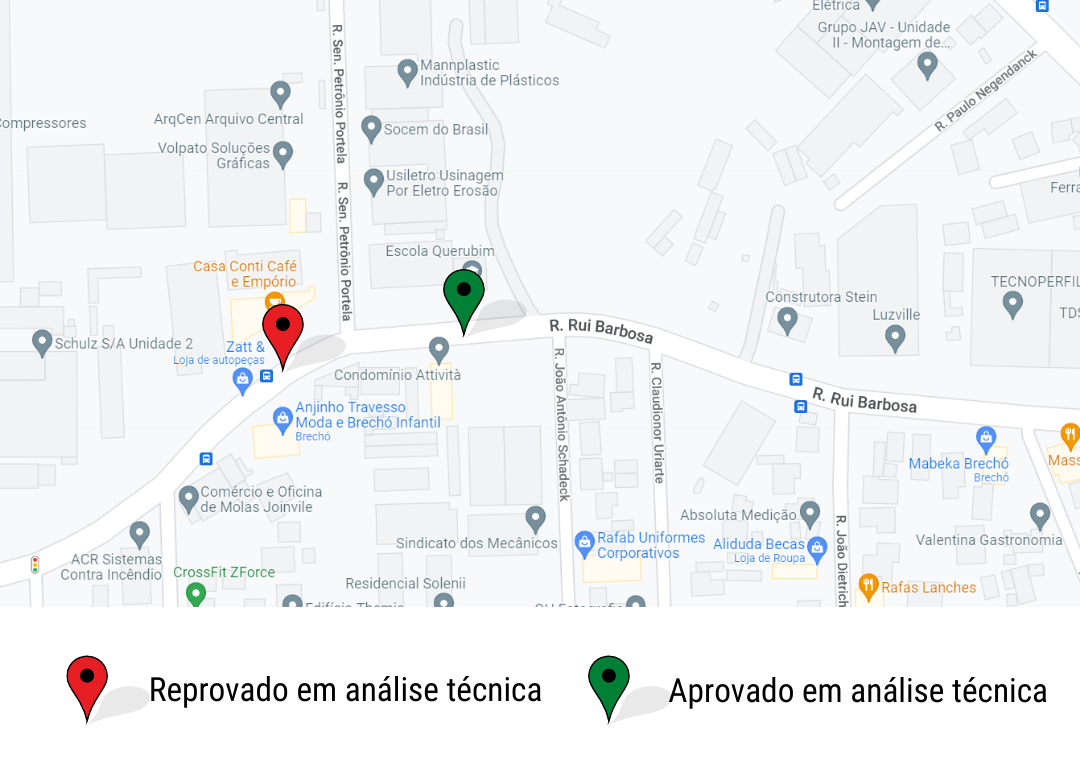 mapa da rui barbosa sinalizado os pontos para a instalação da faixa elevda