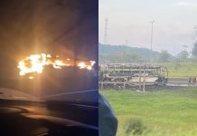 VÍDEO - Ônibus da equipe Joinville Natação é destruído por incêndio na BR-101